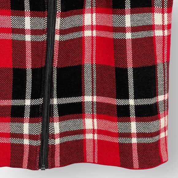 Chaps Full Zip Vest Women 1X Red Plaid Sleeveless Collared 100% Cotton AA66 - Picture 7 of 8